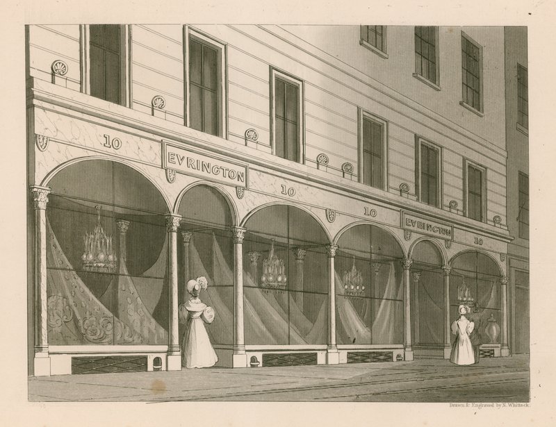 Frente de loja para Messrs Everington, armazém xaile da Índia, 10 Ludgate Street, Londres de Nathaniel Whittock