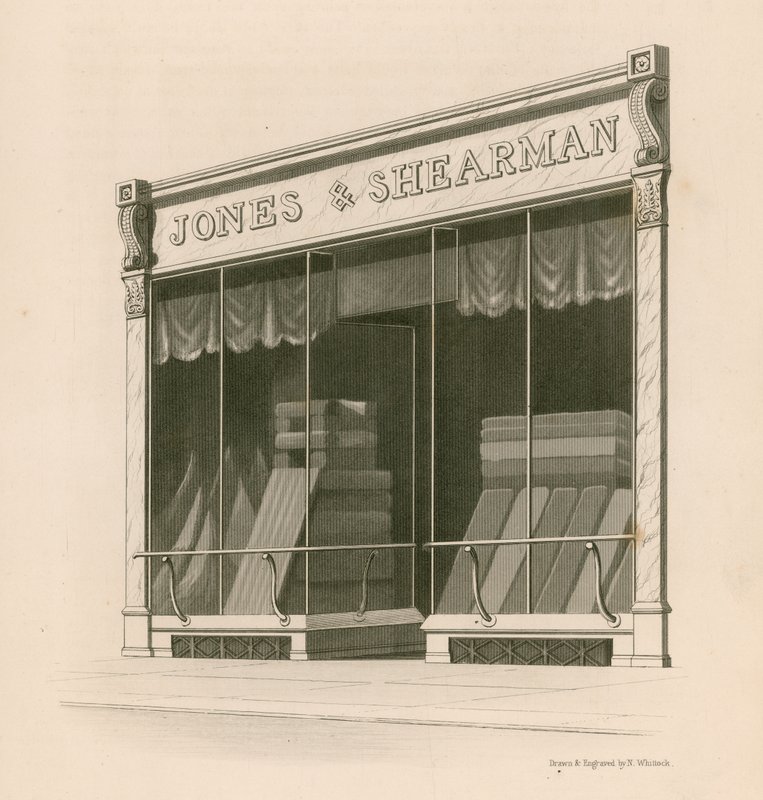 Loja frente dos senhores Jones e Shearman, Blackfriars Road, Londres de Nathaniel Whittock