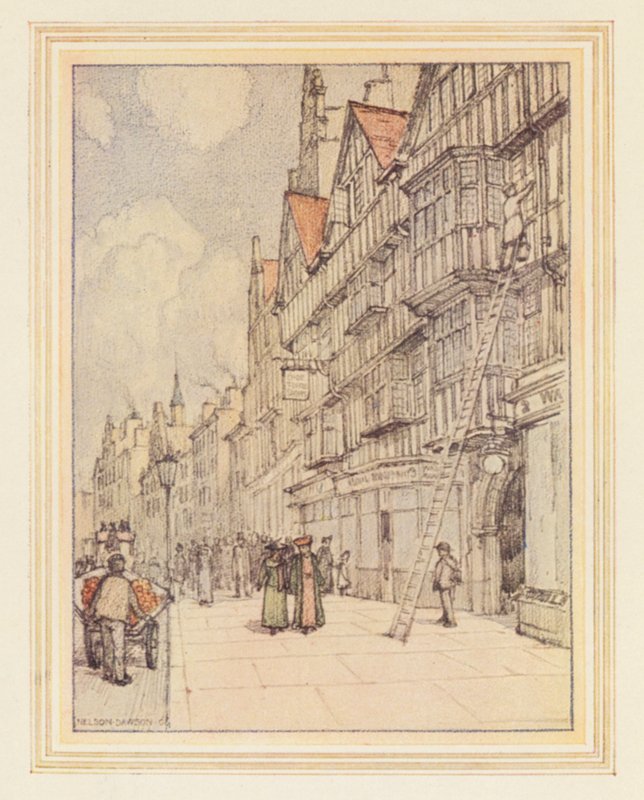 Staple Inn (litografia a cores) de Nelson Dawson