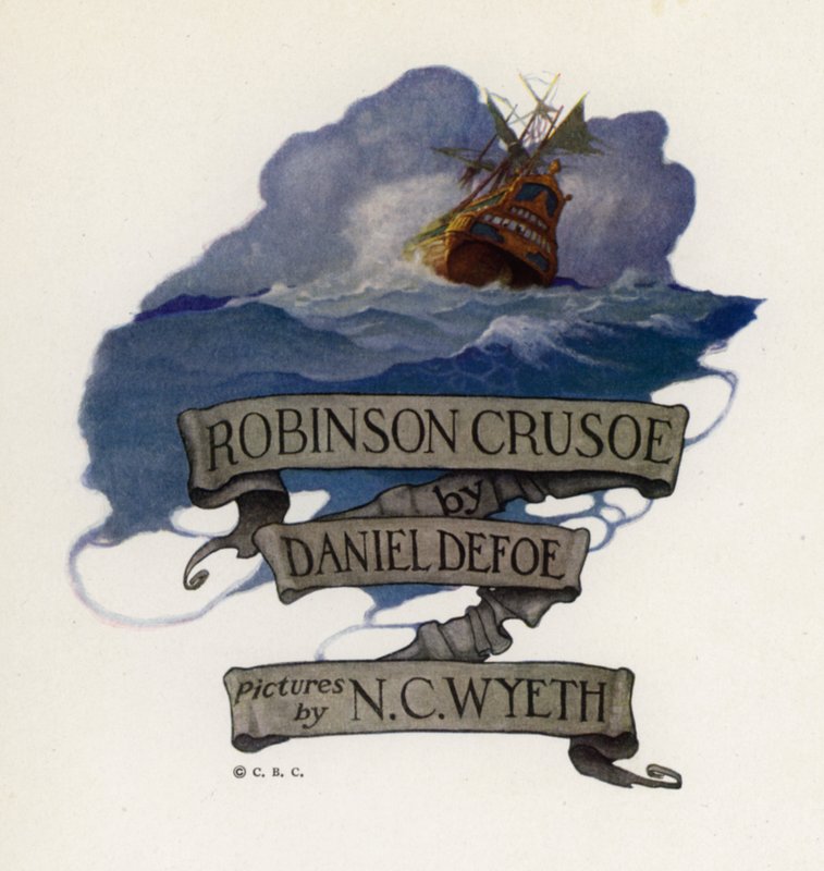 Ilustração para Robinson Crusoe (cor litho) de Newell Convers (after) Wyeth