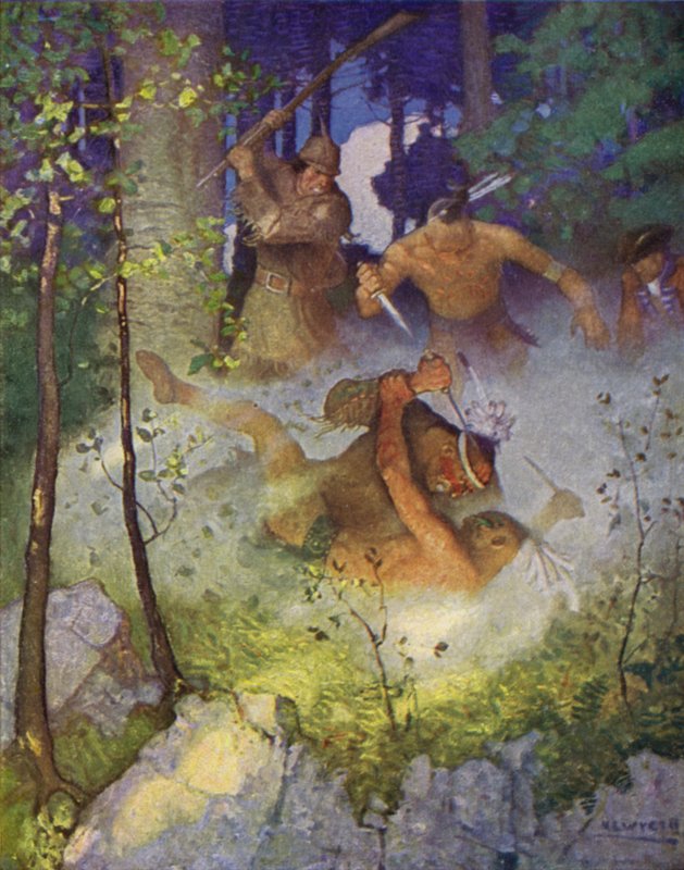 Ilustração para The Last of the Mohicans (cor litho) de Newell Convers (after) Wyeth