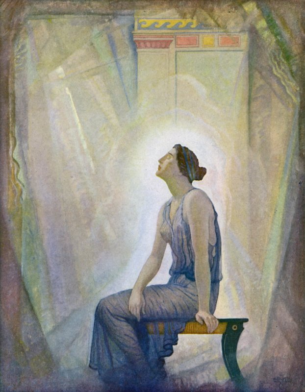 Odyssey: A Penélope de luto (cor litho) de Newell Convers (after) Wyeth