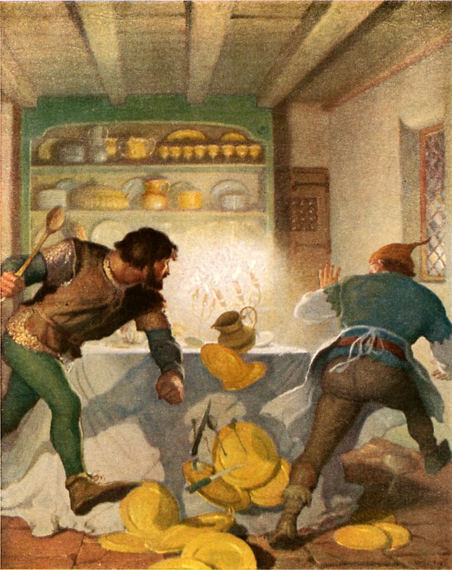 Joãozinho briga com o cozinheiro na casa do xerife de Newell Convers Wyeth