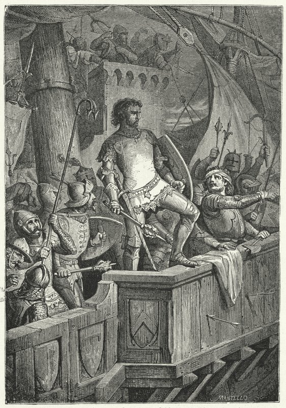 Cruzados atacando Constantinopla na Quarta Cruzada de Niccolo Sanesi