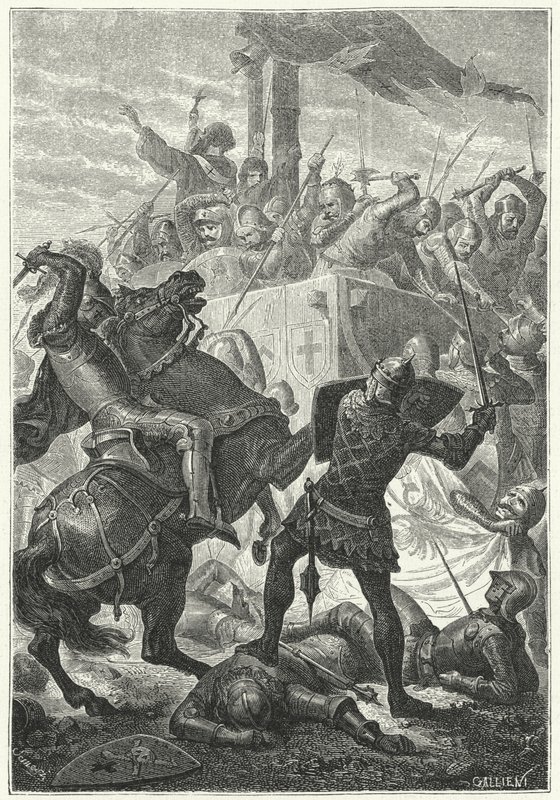 A luta pelo cenócio dos Lombardos na Batalha de Cortenouva de Niccolo Sanesi
