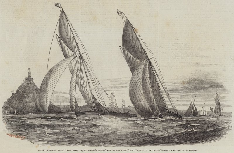 Royal Western Yacht Club Regatta, em Mount&39;s Bay, The Grand Turk e The Lily of Devon de Nicholas Matthews Condy