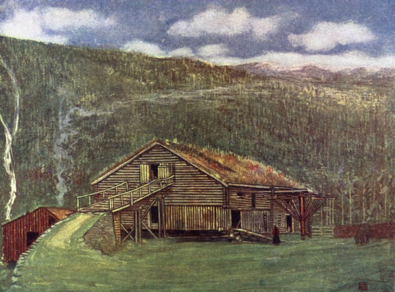 Noruega: Quinta e Moinho em Gjora (cor litho) de Nico Jungman