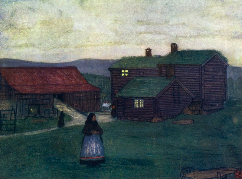 Noruega: Casas de quinta construídas de polacos (cor litho) de Nico Jungman
