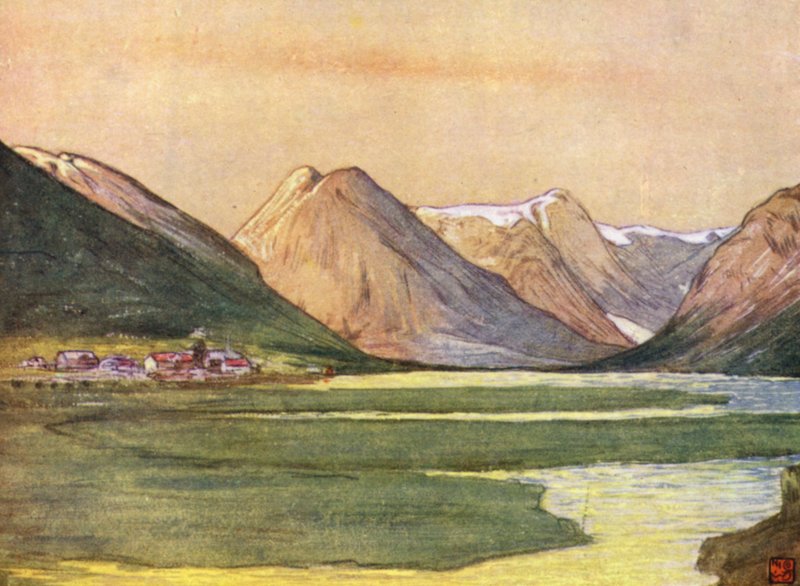 Noruega: Mundal, Fjaerland, Sognefjord (cor litho) de Nico Jungman