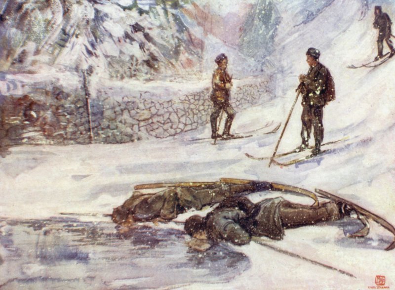 Noruega: Esquiadores bebendo Goosewine (cor litho) de Nico Jungman