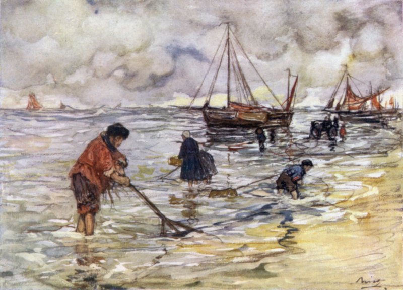 Pesca do camarão (cor litho) de Nico Jungman