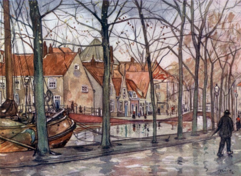 The Harbour, the Hague (cor litho) de Nico Jungman