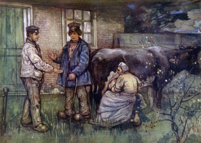 A Venda de uma Vaca (cor litho) de Nico Jungman