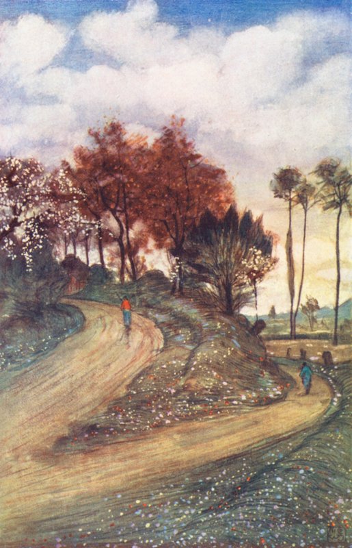 Uma estrada perto de Rouen (litografia a cores) de Nico Jungmann