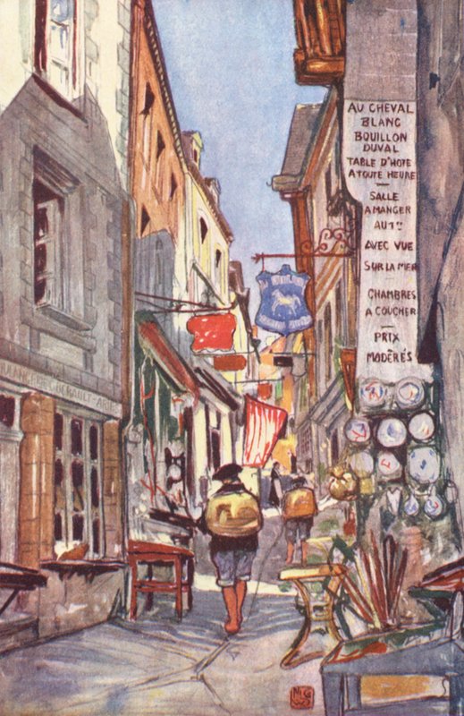 A Rua, Mont St Michel (litografia a cores) de Nico Jungmann