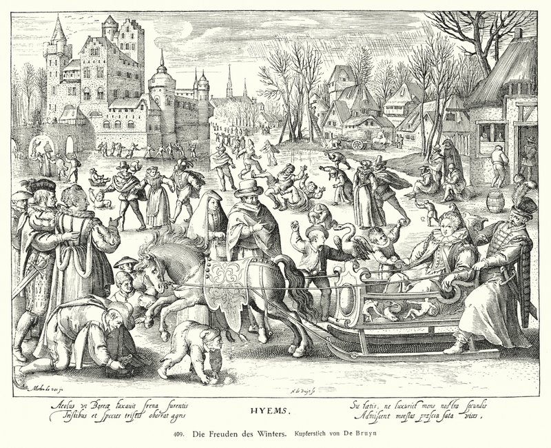 Alegrias de Inverno (gravura em cobre) de Nicolaes de (after) Bruyn