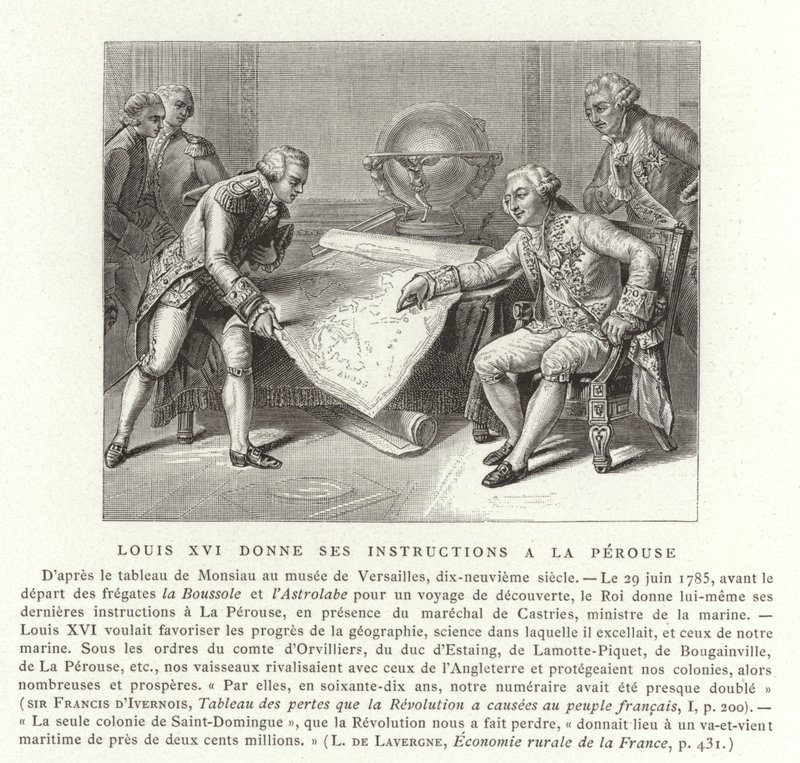 Luís XVI da França dando suas instruções ao conde de Laperouse, 1785 de Nicolas Andre Monsiau