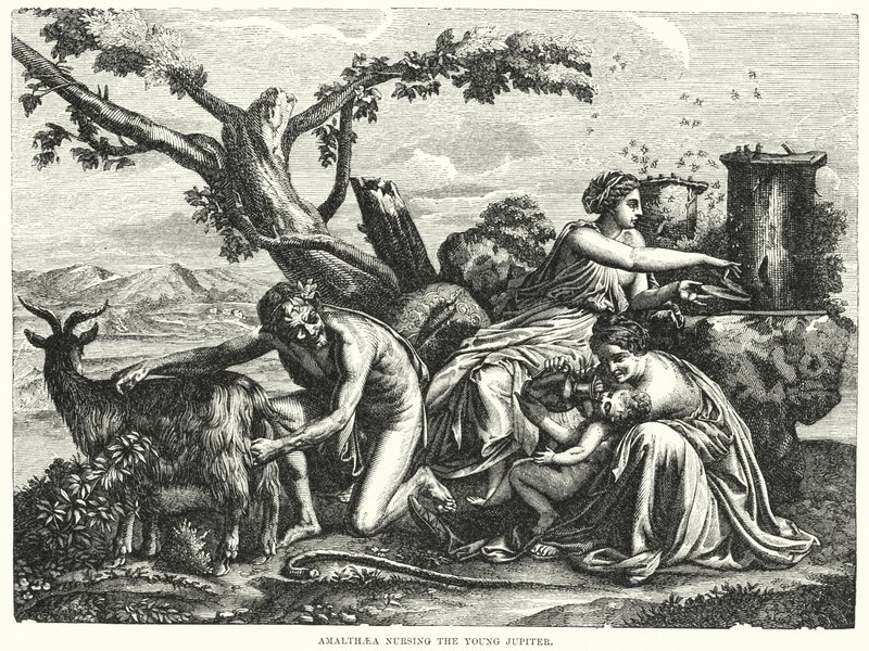 Amalthaea amamentando o jovem Júpiter de Nicolas Poussin