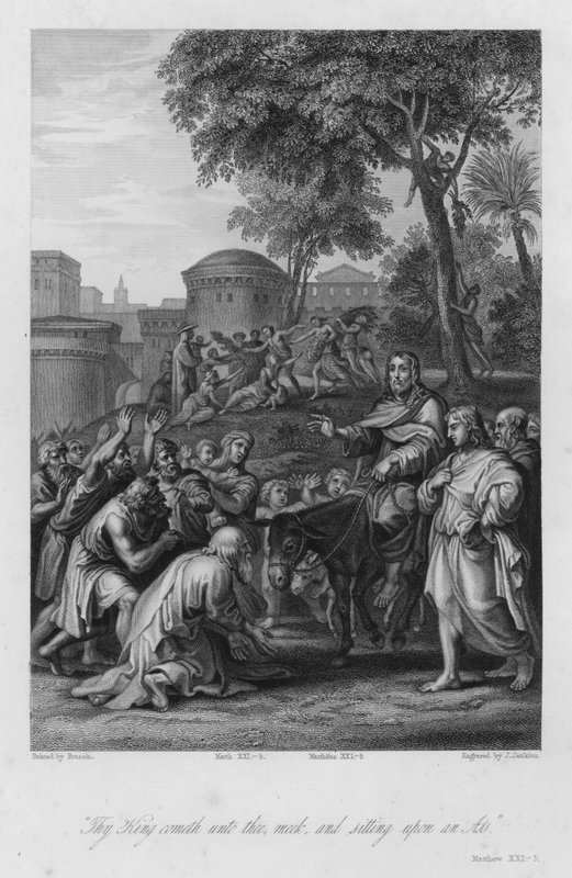 A entrada de Cristo em Jerusalém, Mateus XXI, 5 (gravura) de Nicolas (after) Poussin