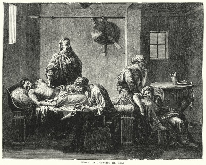 Eudemidas a ditar a sua vontade (gravação) de Nicolas (after) Poussin