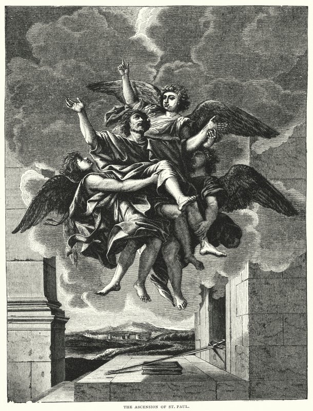A Ascensão de São Paulo (gravura) de Nicolas (after) Poussin
