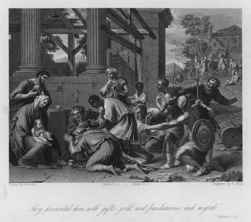 A Oferta dos Reis Magos, Mateus II de Nicolas (after) Poussin