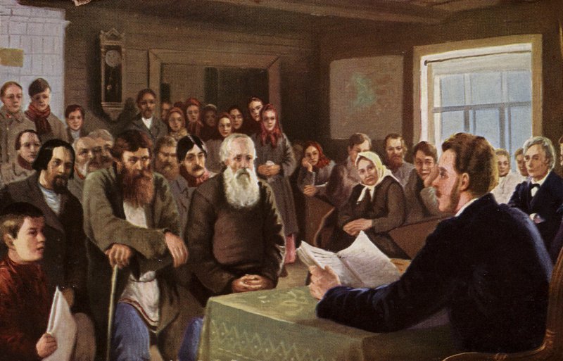 Domingo lendo em uma escola de campo, Rússia, 1895 de Nikolai Petrovich Bogdanov Belsky