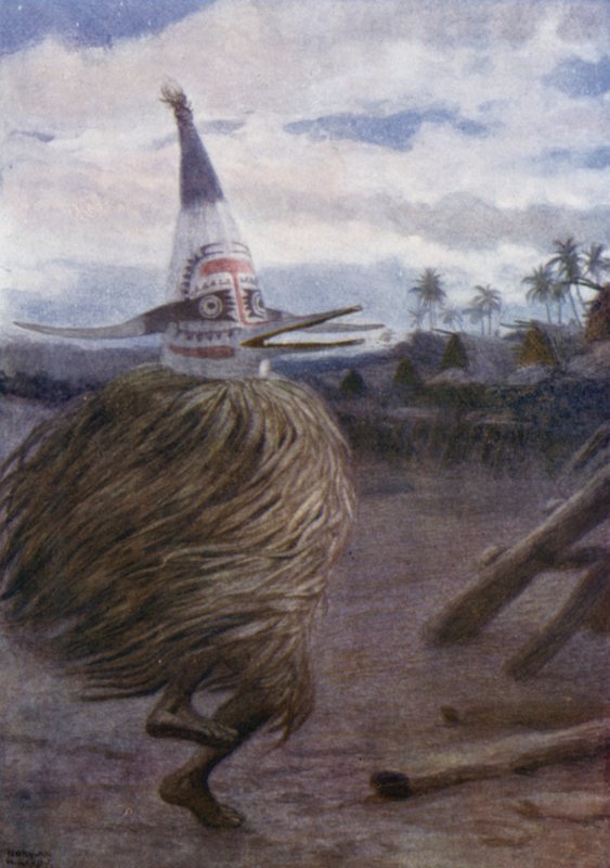 A Kaivakuku, Tribo Roro, Divisão Central, Nova Guiné Britânica (cor litho) de Norman Hardy