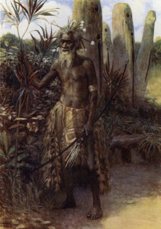 Um Homem Sagrado, Aoba, Novas Hébridas (cor litho) de Norman Hardy
