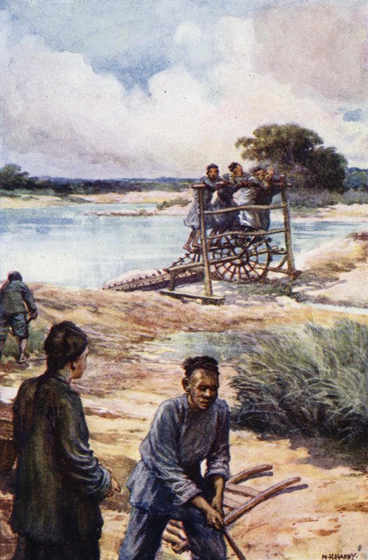 China: Uma roda de água (cor litho) de Norman Hardy