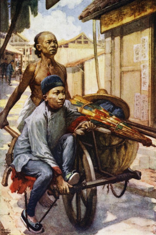 China: Um carrinho de mão (cor litho) de Norman Hardy