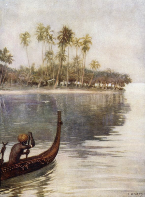 Manhã cedo, Gavutu, Ilhas Salomão (cor litho) de Norman Hardy