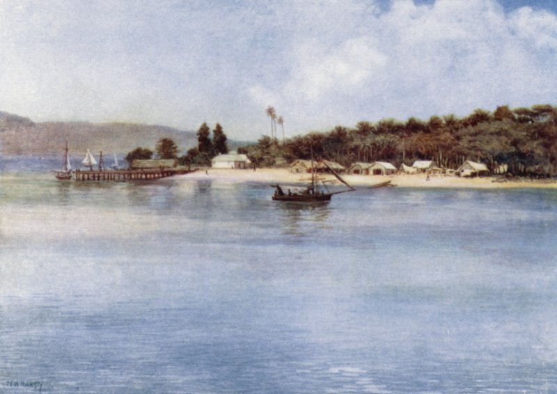 A Ilha de Samari, Nova Guiné Britânica (cor litho) de Norman Hardy
