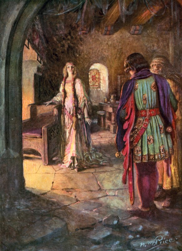 Tennyson, O Casamento de Geraint (lito colorido) de Norman Mills (after) Price