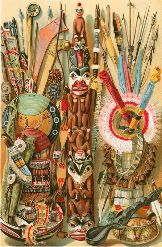 Cultura de mongoloides americanos: armas e desenhos indianos de North American