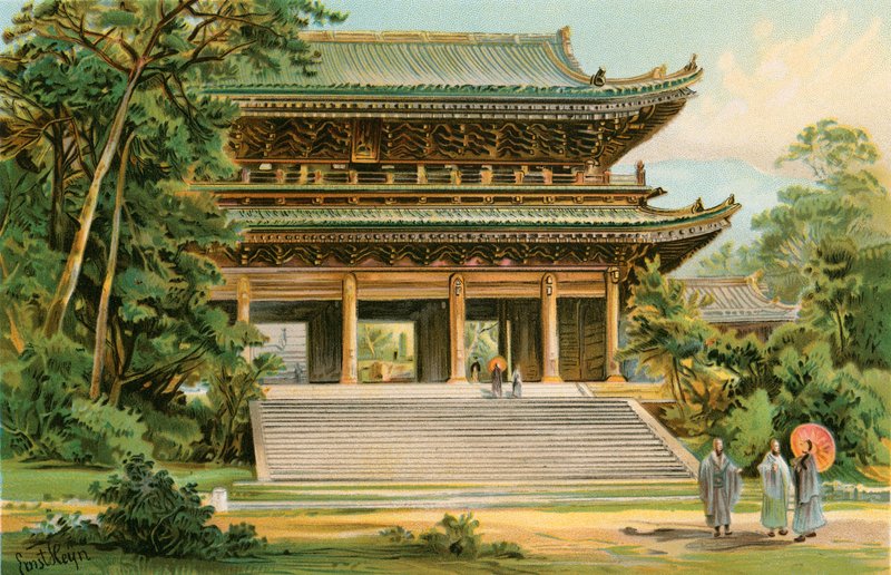 Cultura dos mongolóides asiáticos: templo japonês de North American
