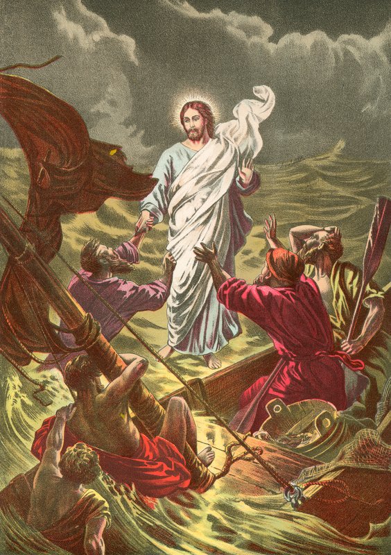 Jesus andando na água de North American