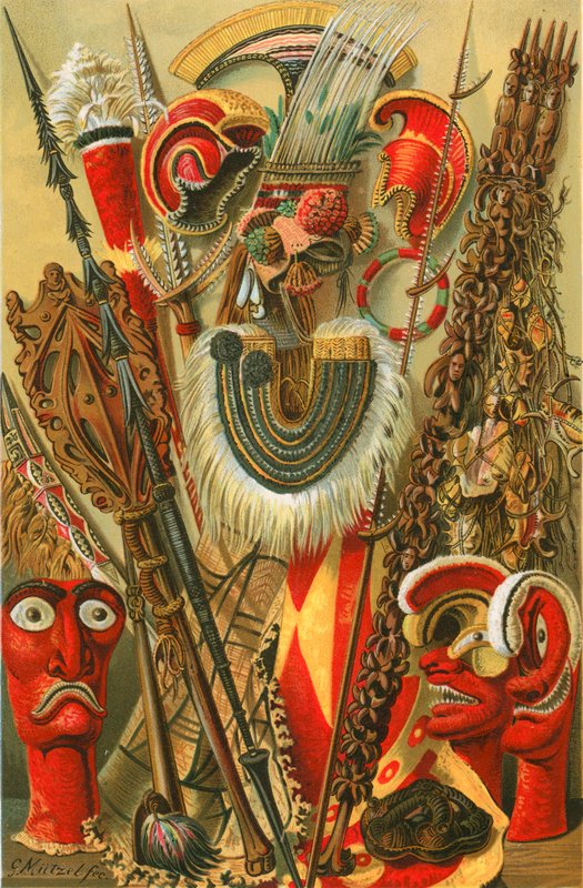 Cultura polinésia: armas e desenhos de North American