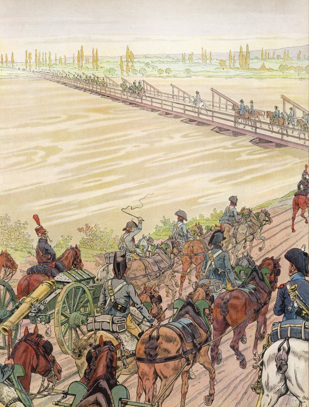 Napoleão cruzando o Reno, 1 de outubro de 1805 de Onfray de Breville Job
