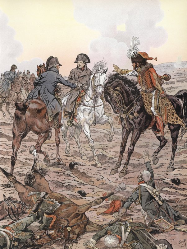 Napoleão durante a batalha de Austerlitz de Onfray de Breville Job