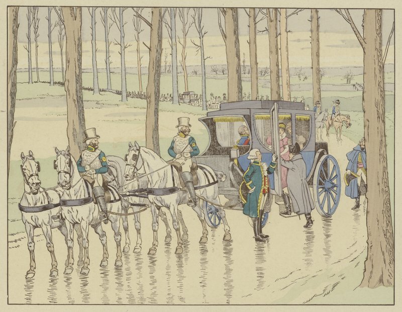 Napoleão se encontra com a arquiduquesa Marie-Louise da Áustria, com quem ele deve se casar, 27 de março de 1810 de Onfray de Breville Job