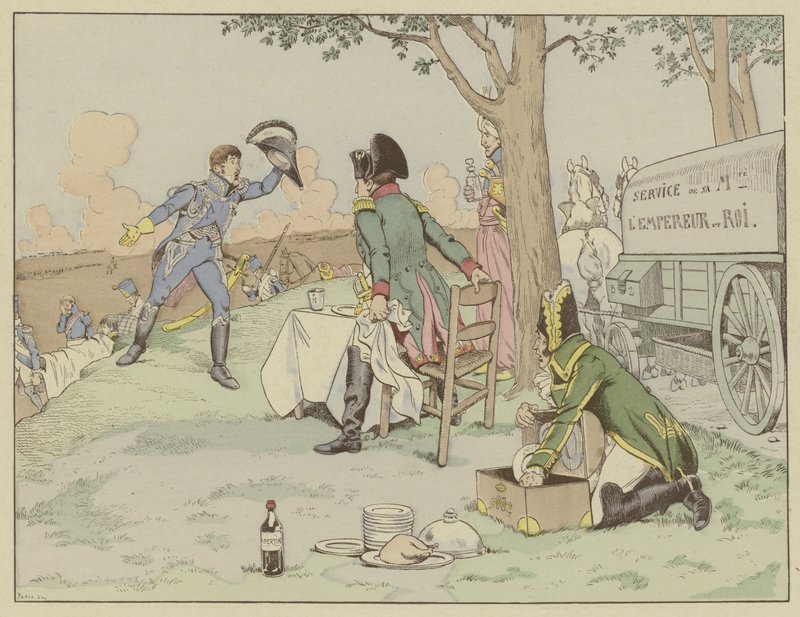 Napoleão recebe a notícia da morte de seu melhor amigo, o marechal Lannes, na batalha de Aspern-Essling, em maio de 1809 de Onfray de Breville Job