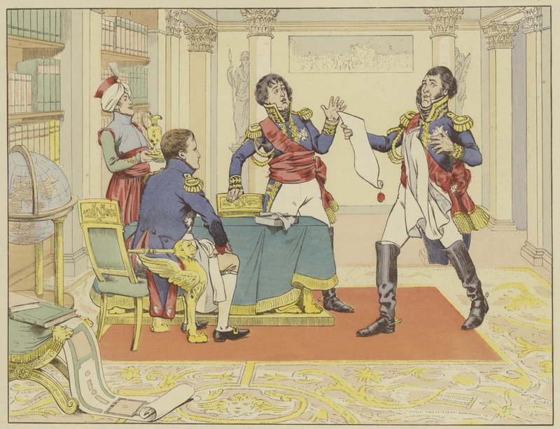 Napoleão recompensando o marechal Lefevre fazendo seu duque de Danzig após sua captura da cidade dos prussianos, em 24 de maio de 1807 de Onfray de Breville Job
