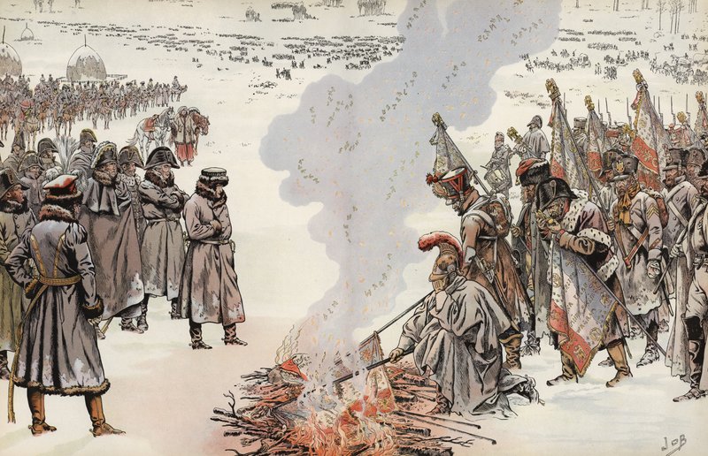 Napoleão campanha russa, queimando os padrões, 23 de novembro de 1812. de Onfray de Breville Job