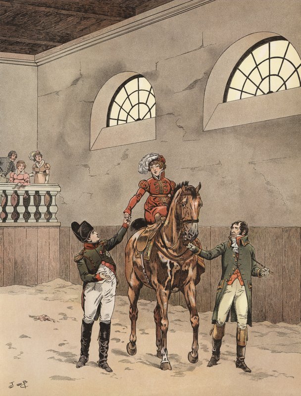Napoleons nova imperatriz em sua aula de equitação de Onfray de Breville Job
