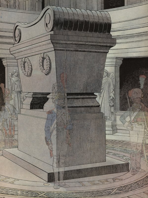 Tumba de Napoleão em Les Invalides, Paris, guardada por soldados fantasmas de Onfray de Breville Job