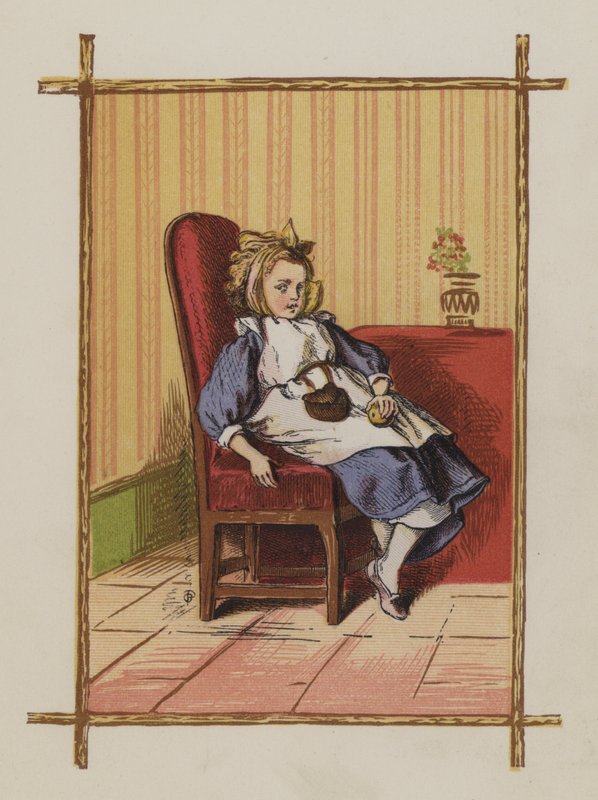 Menina sentada numa cadeira (cor litho) de Oskar Pletsch