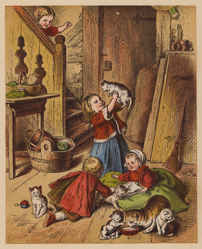 Gatinhos (litografia a cores) de Oskar Pletsch
