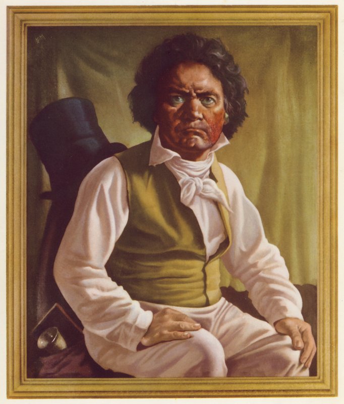 Ludwig van Beethoven na meia-idade (cor litho) de Oswald Charles Barrett