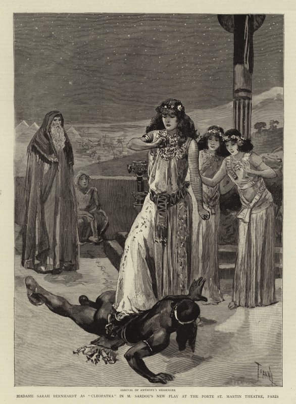 Madame Sarah Bernhardt como Cleópatra no novo espetáculo de M Sardou no Teatro Porte St Martin, Paris de Oswaldo Tofani